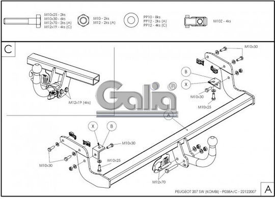 Galia Abschlepphaken Auto Peugeot 207