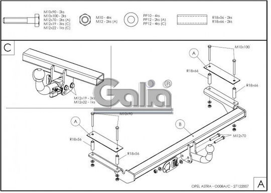 Galia Abschlepphaken Auto Opel Astra