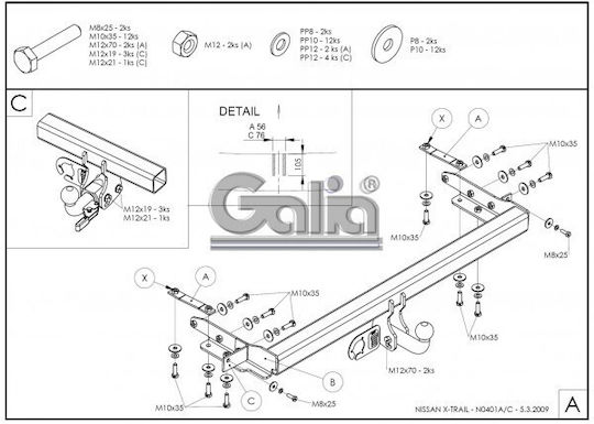Galia Abschlepphaken Auto Nissan X-Trail