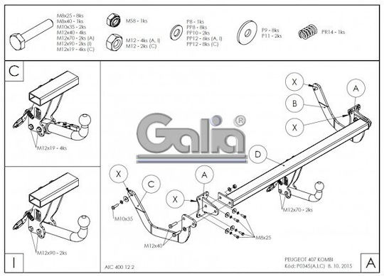Galia Abschlepphaken Auto Peugeot 407