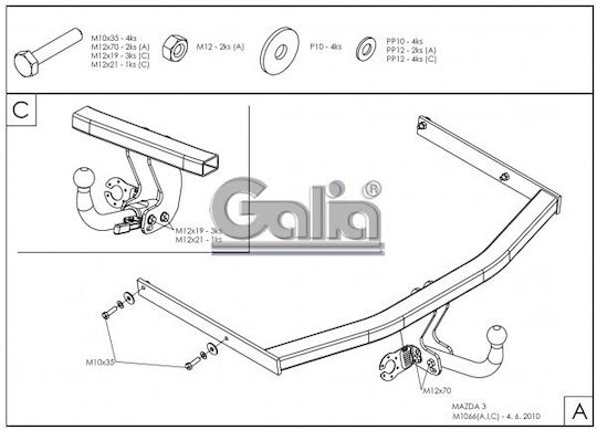 Galia Abschlepphaken Auto Mazda 3