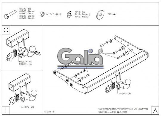 Galia Abschlepphaken Auto Volkswagen Transporter