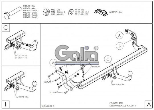 Galia Abschlepphaken Auto Peugeot 2008
