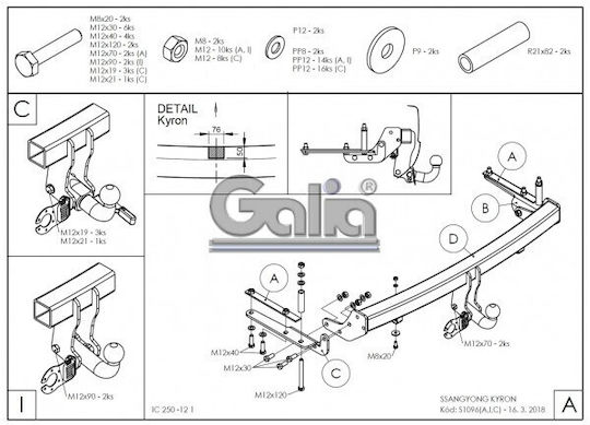Galia Abschlepphaken Auto SsangYong Kyron