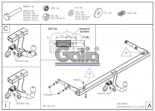 Galia Automatic Tow Hook Car Kia Stonic Suv 2017 Automatic Maximum Towing Weight 1400kg