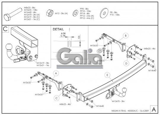 Galia Abschlepphaken Auto Nissan X-Trail