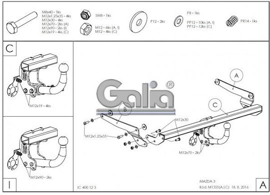 Galia Abschlepphaken Auto Mazda 3