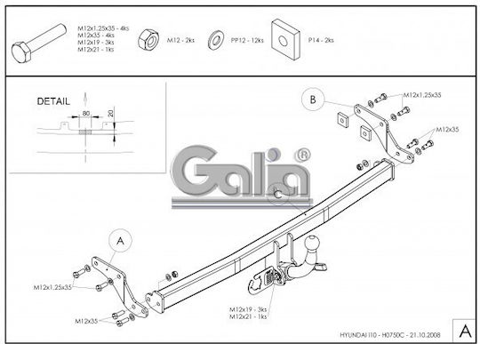 Galia Abschlepphaken Auto Hyundai i10