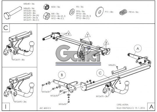 Galia Abschlepphaken Auto Opel Astra