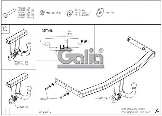 Galia Abschlepphaken Auto Seat Altea