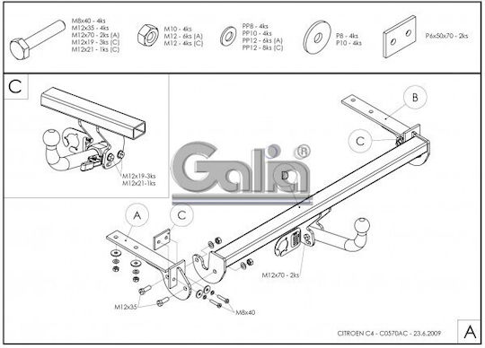 Galia Abschlepphaken Auto Citroen C4