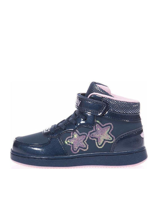 Kids Sneakers High with Scratch Navy Blue