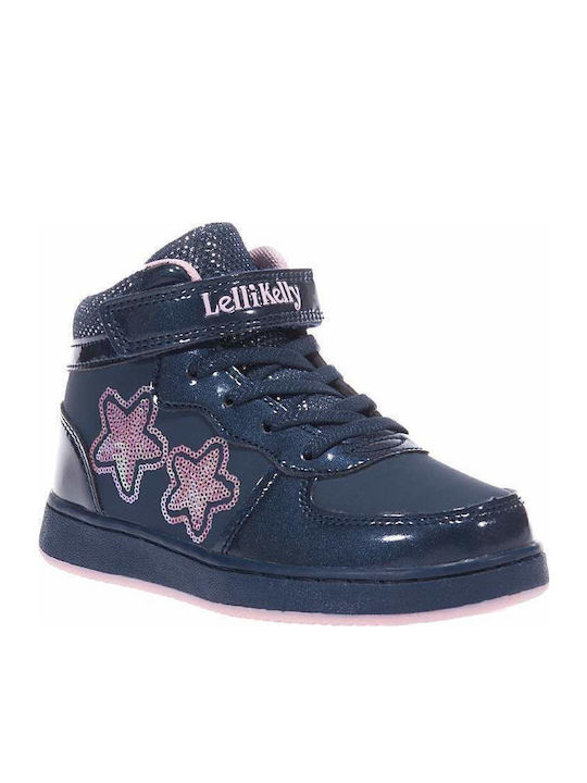 Kids Sneakers High with Scratch Navy Blue