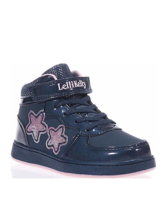 Kids Sneakers High with Scratch Navy Blue