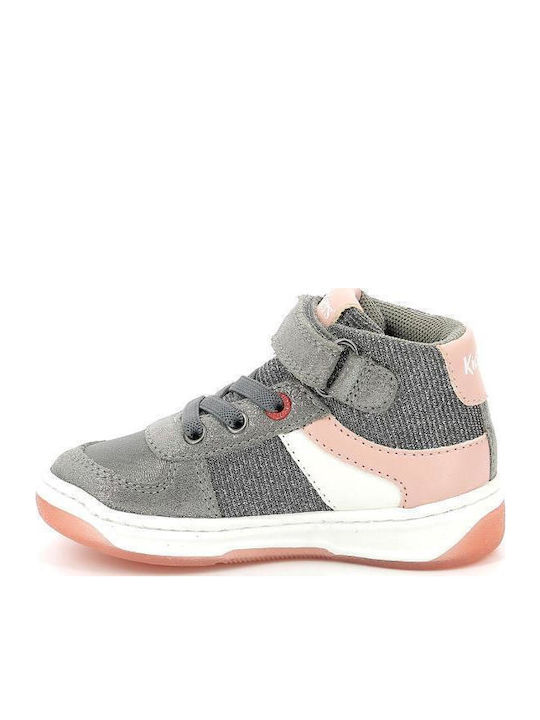 Kickalien Παιδικά Sneakers High Ανατομικά με Σκρατς Γκρι