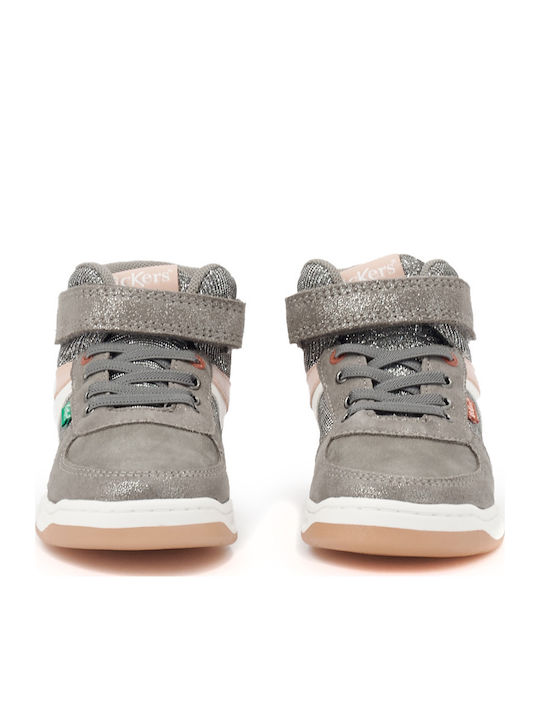 Kickalien Παιδικά Sneakers High Ανατομικά με Σκρατς Γκρι