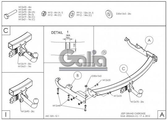 Galia Abschlepphaken Auto Jeep Großer Cherokee