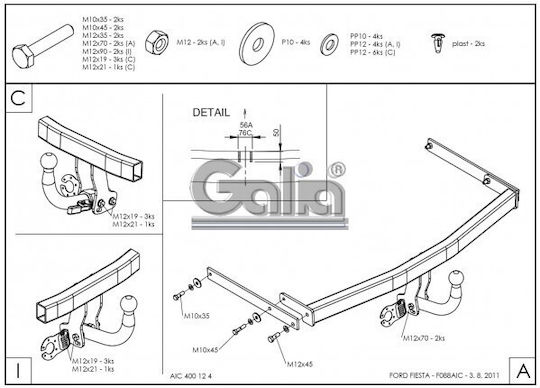 Galia Abschlepphaken Auto Ford Fiesta