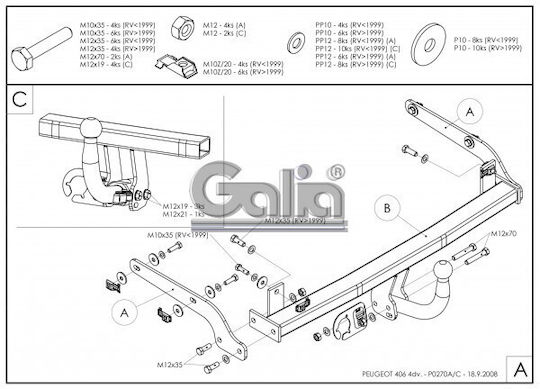 Galia Abschlepphaken Auto Peugeot 406