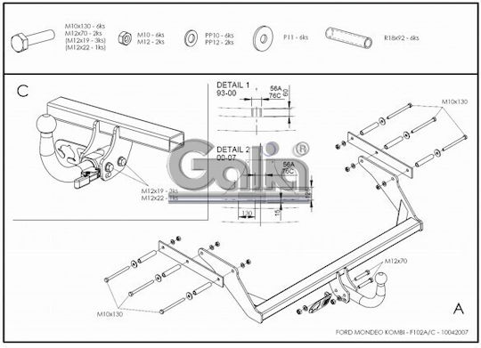 Galia Abschlepphaken Auto Ford Mondeo