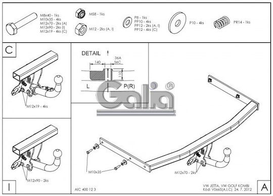 Galia Abschlepphaken Auto Volkswagen Golf