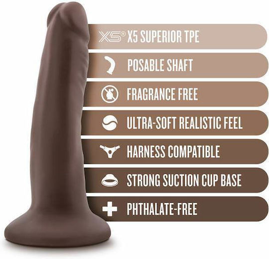Dr. Skin Plus Posable Dildo realist Cu ventuză Ciocolată 14cm