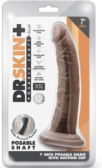 Dr. Skin Plus Posable Glass Dildo With Suction Cup Chocolate 18cm