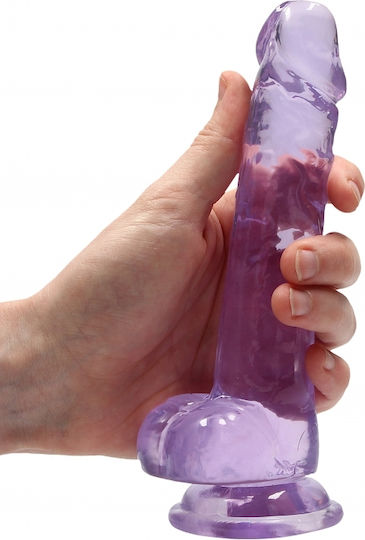 Shots Realistic Dildo with Balls Dildo realist cu testicule și ventuză Violet 18cm