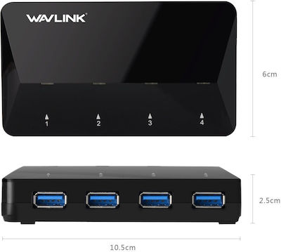 Wavlink USB 3.0 Hub 6 Porturi cu conexiune USB-A și Port de încărcare