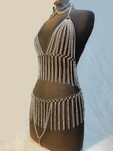 Sexy Dessous-Set Bustier mit String-Rock Silber 2002235
