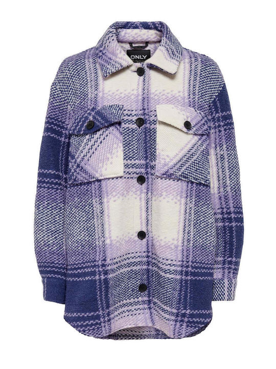 Дамско Проверено Лилав Overshirt