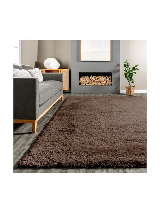 Saray Home Teppich Rechteckig Zottelig Synthetisch,Polyester/Cotton/Leather Brown