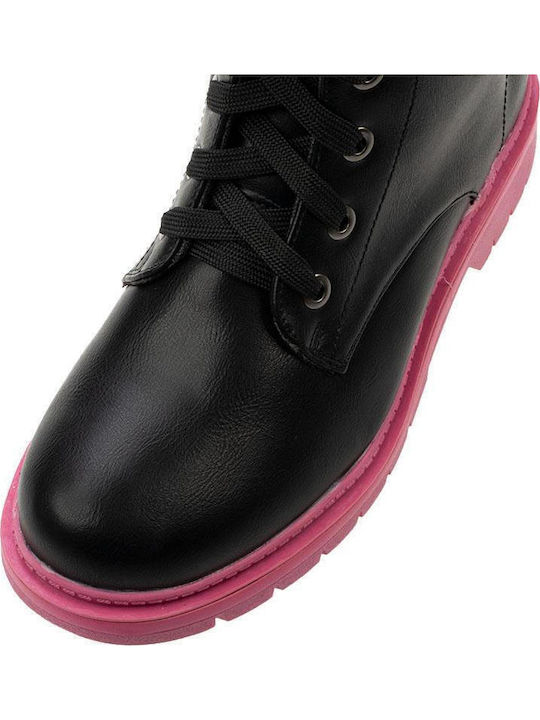 Iva Anatomical Leather Kids Boots with Laces Black