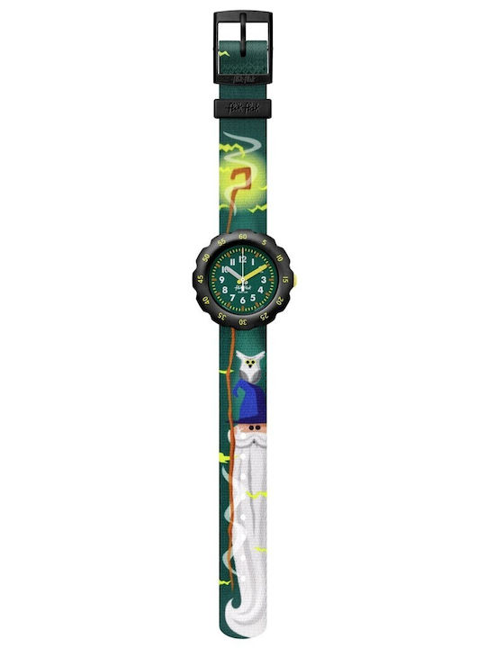 FlikFlak Kids Analog Watch with Fabric Strap Green