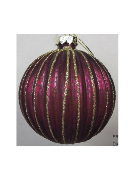 Iliadis Christmas Glass Ball Ornament Burgundy 8x8cm 6pcs