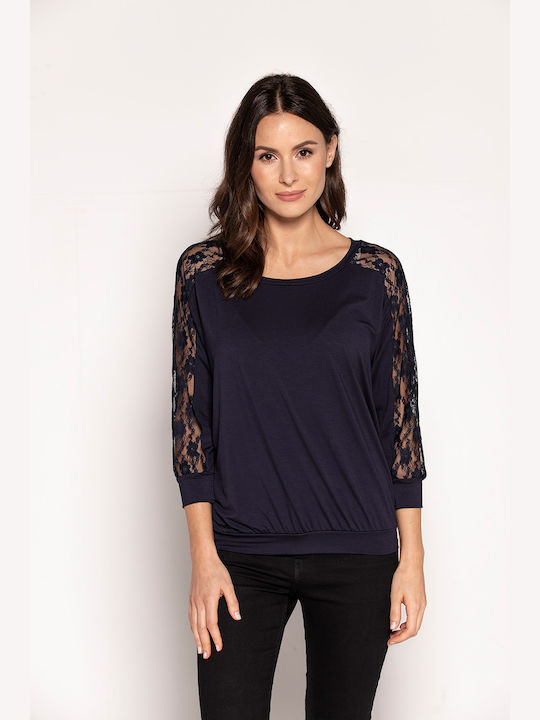 Babell Celine Women's Blouse Long Sleeve Navy Blue 154001