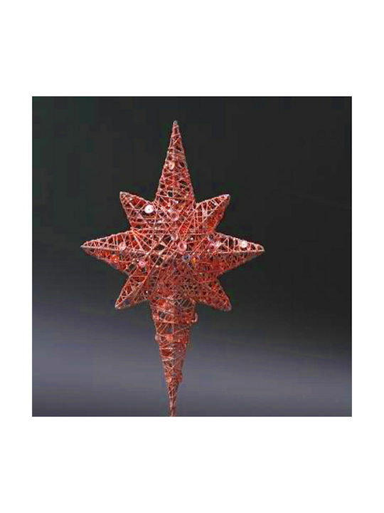 Iliadis Christmas Hanging Star Red With Gold Dust With Beads Hanging Red