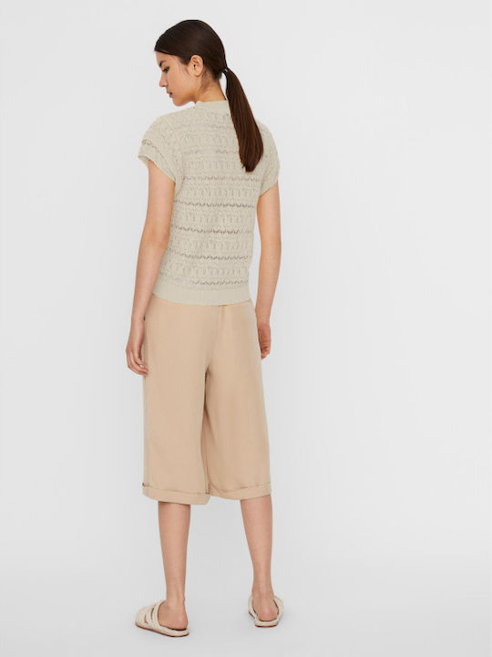 Vero Moda Damen Bluse Kurzärmelig Beige