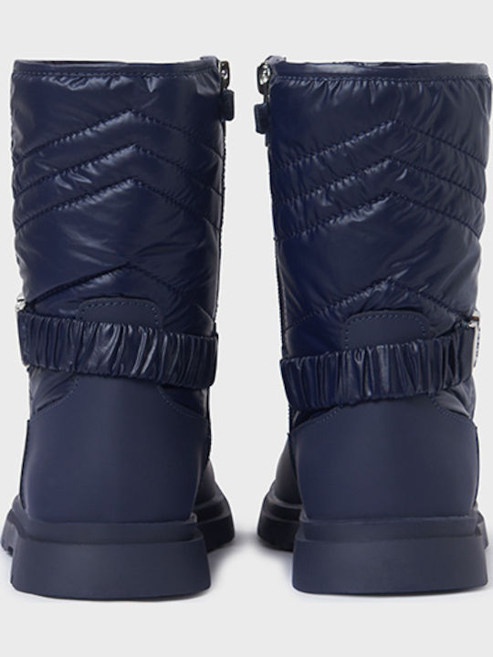 Ecofriends Leather Kids Boots with Zipper Blue