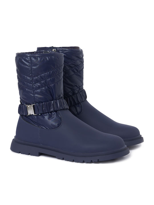 Ecofriends Leather Kids Boots with Zipper Blue