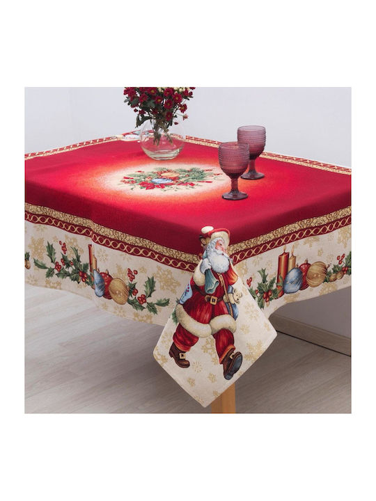 Dimeco 8942 Christmas Tablecloth Fabric Ecru-Red L220xW140cm 1pcs