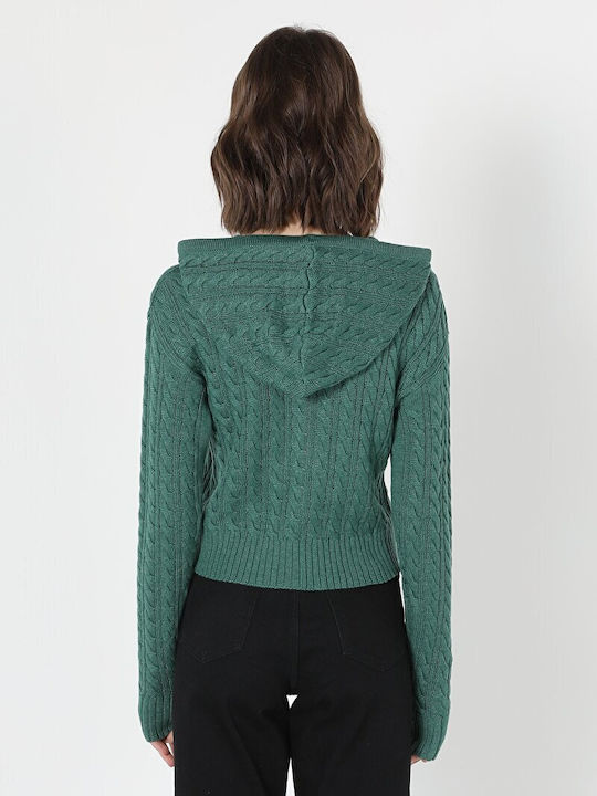 Colin's Women's Knitted Cardigan with Zipper Green -GRN