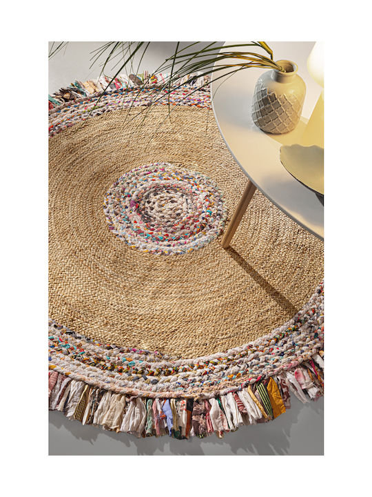 Guy Laroche Rugget Rug Round Summer with Fringes Multi