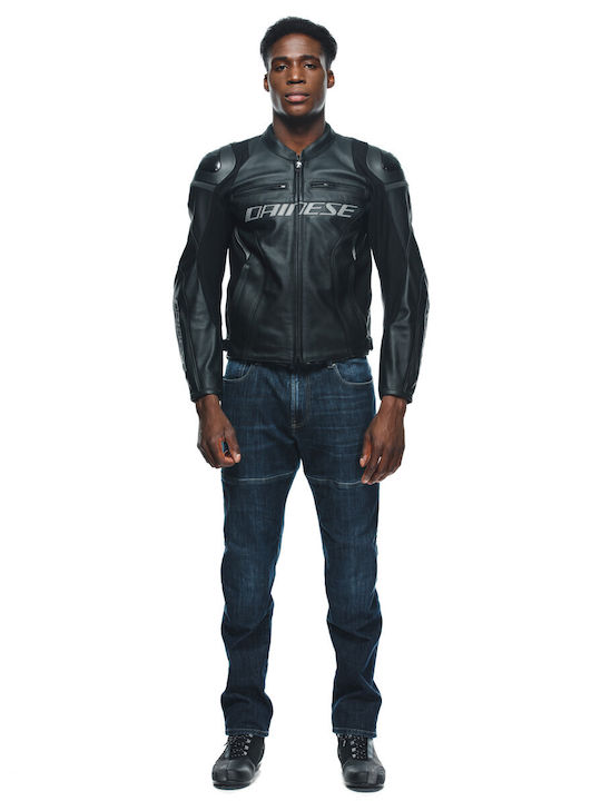 Dainese Racing 4 Winter Herren Motorradjacke Leder Schwarz