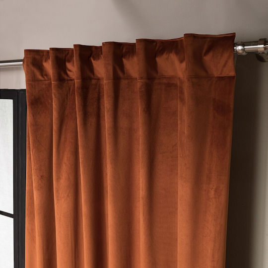 Teoran Curtain With Pencil Pleat Velvet Terra 05 140x260cm