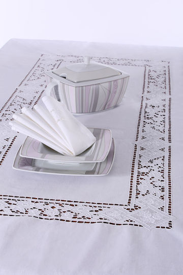 Silk Fashion Tablecloth Cut 682 White 170x220cm