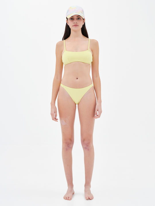 Set Bikini Sports Bra with Removable Padding and Brazil Bottom Yellow