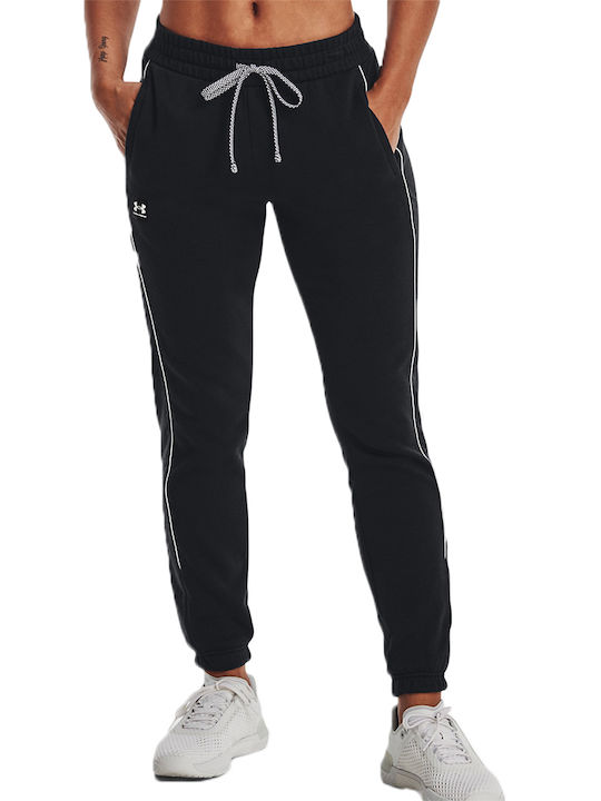 Ua Rival+ Παντελόνι Φόρμας με Λάστιχο Fleece Μαύρο