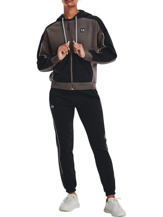 Ua Rival+ Παντελόνι Φόρμας με Λάστιχο Fleece Μαύρο