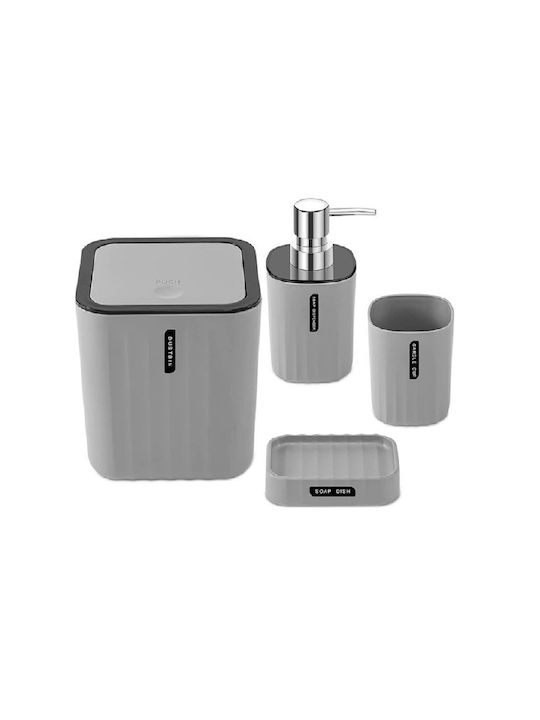 Dream House Plastic Bathroom Accessory Set Gray 4pcs